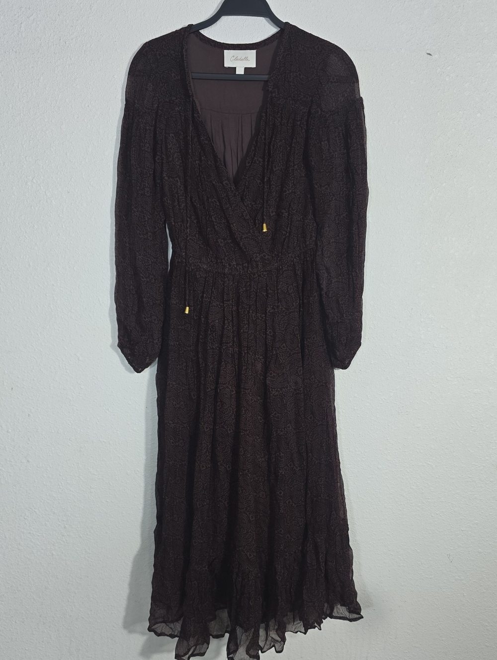 Brown Long Sleeve Wrap Dress